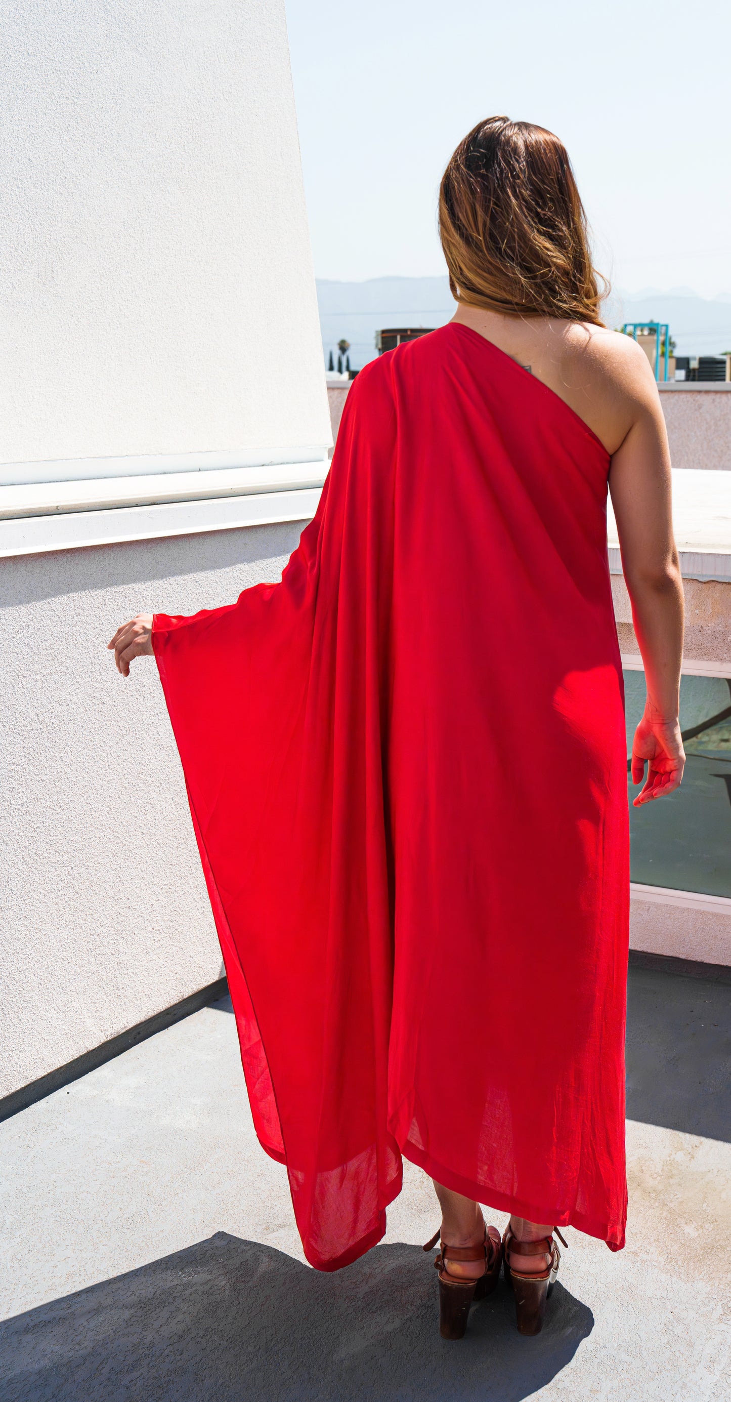 Crimson One Shoulder Dress