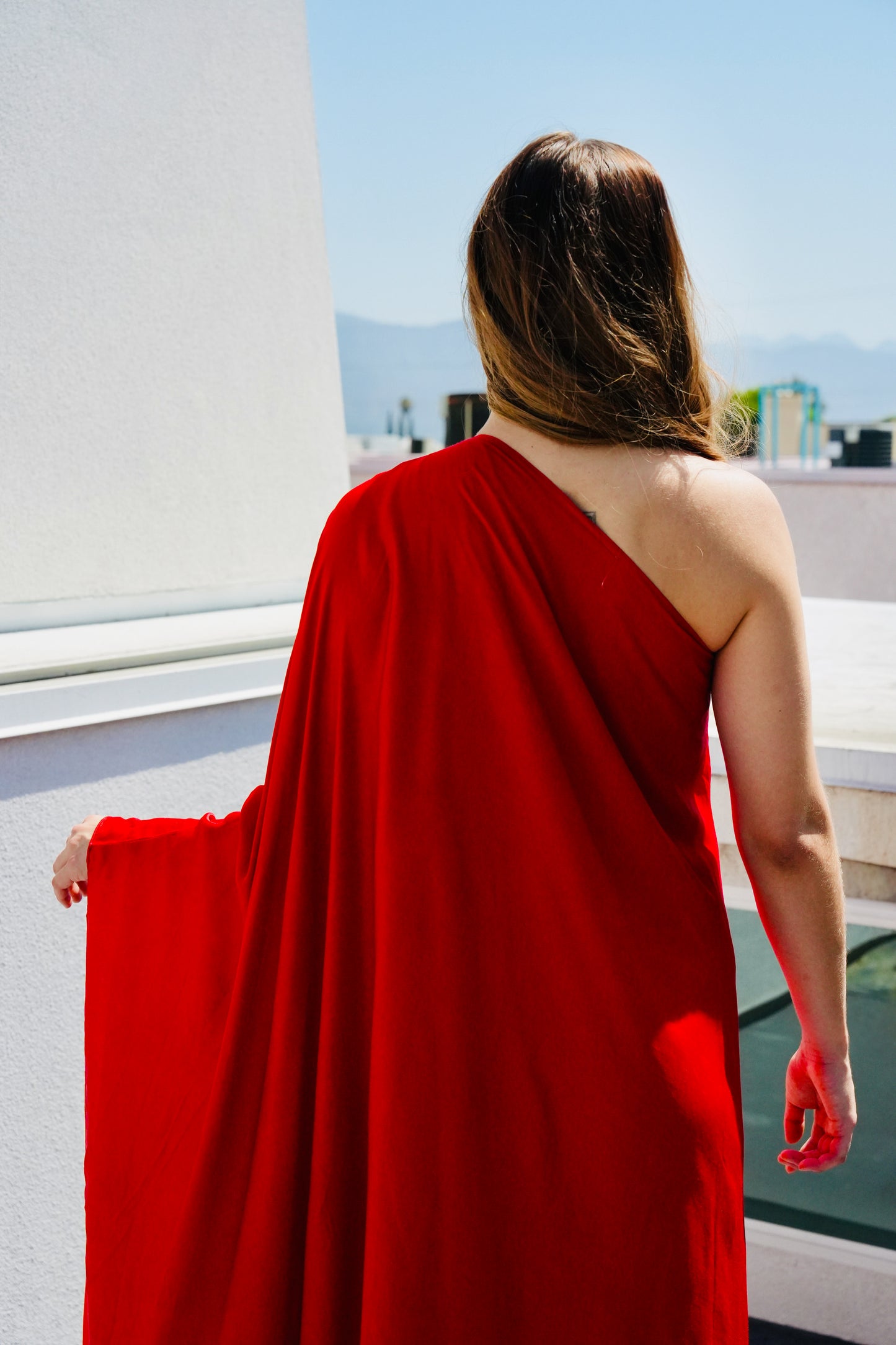 Crimson One Shoulder Dress