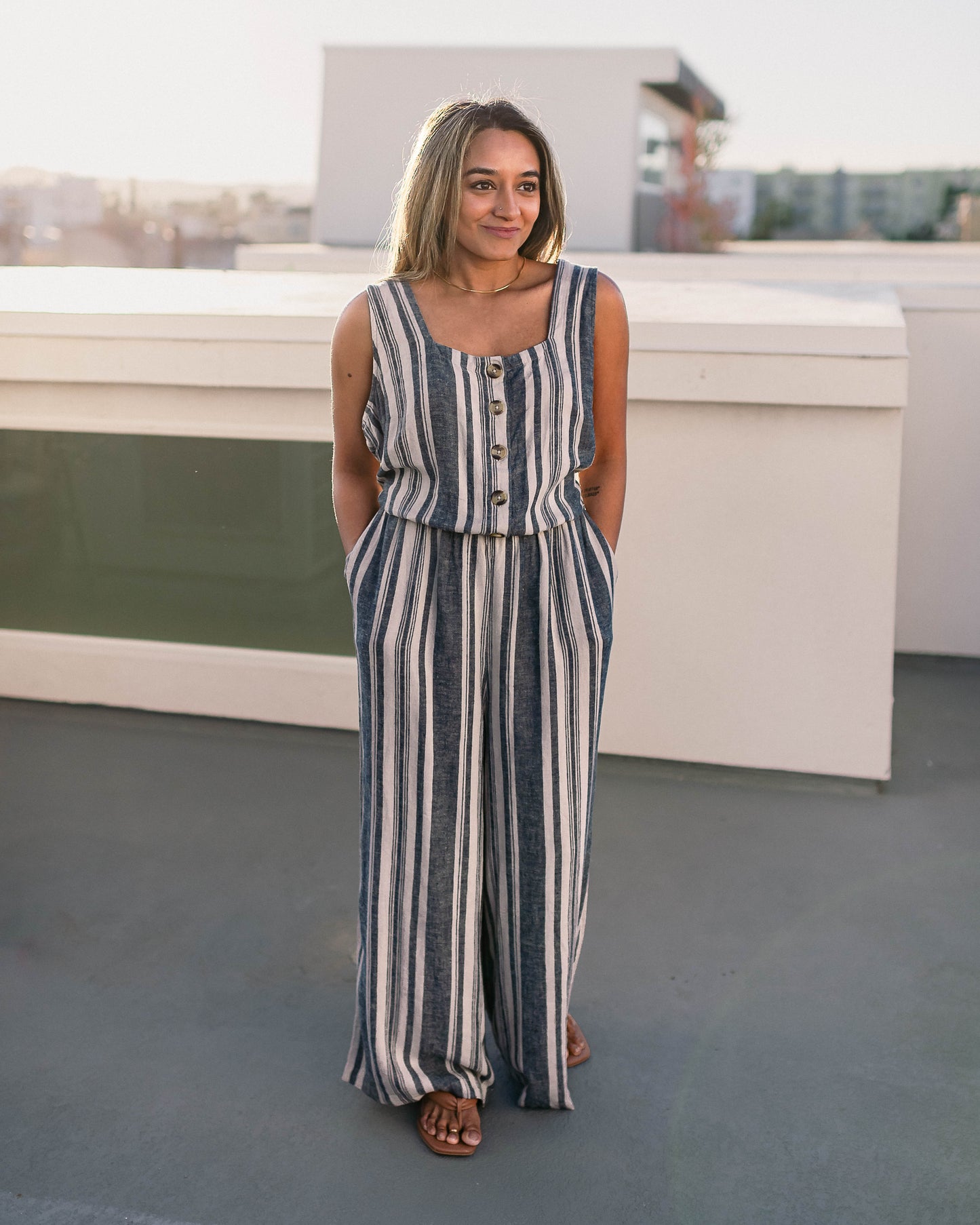 Striped Cotton Jumpsuit