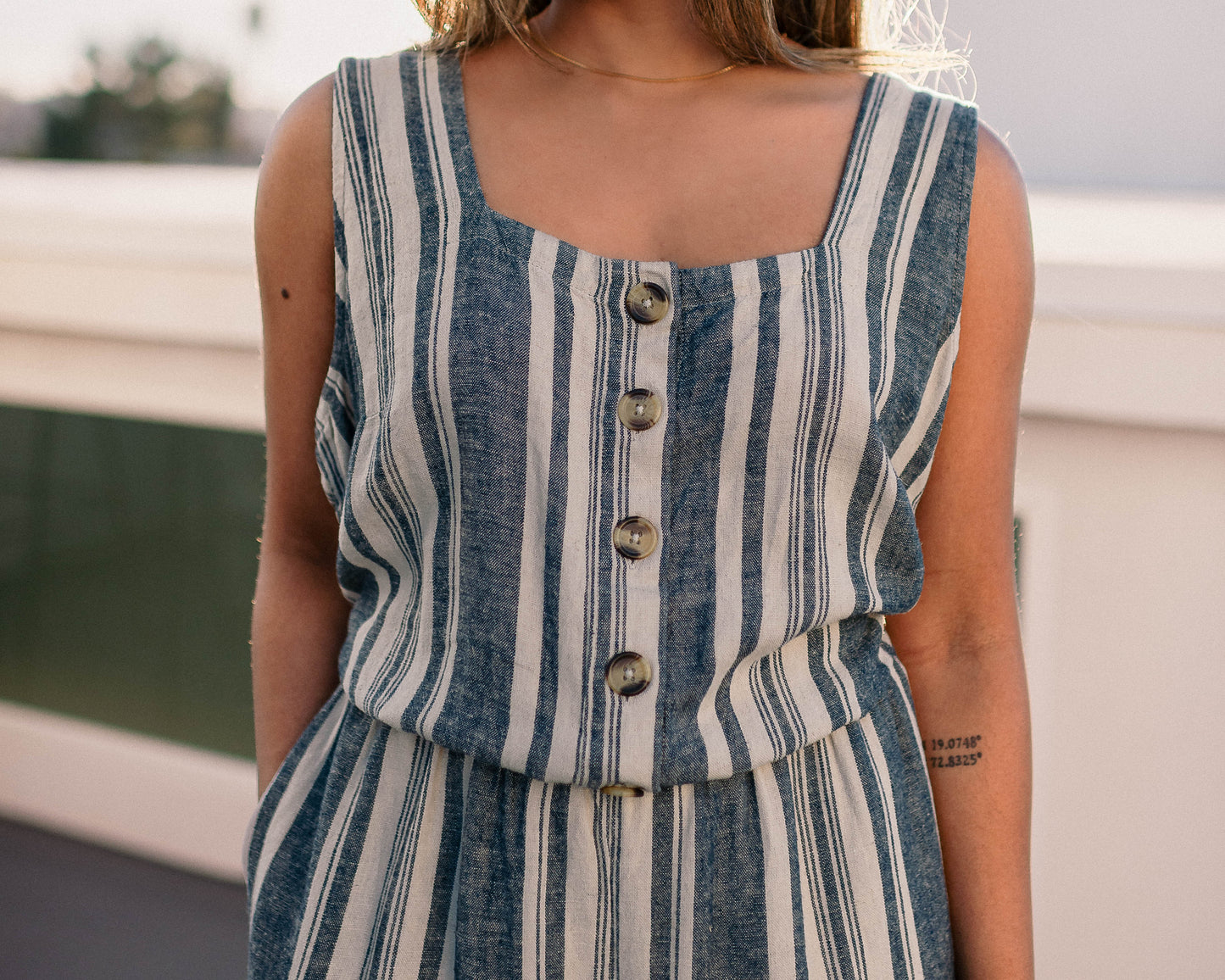 Striped Cotton Jumpsuit