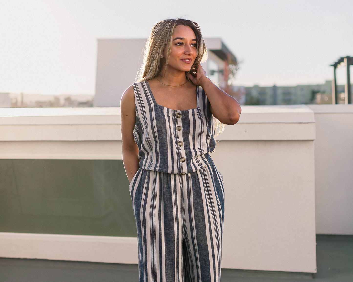 Striped Cotton Jumpsuit