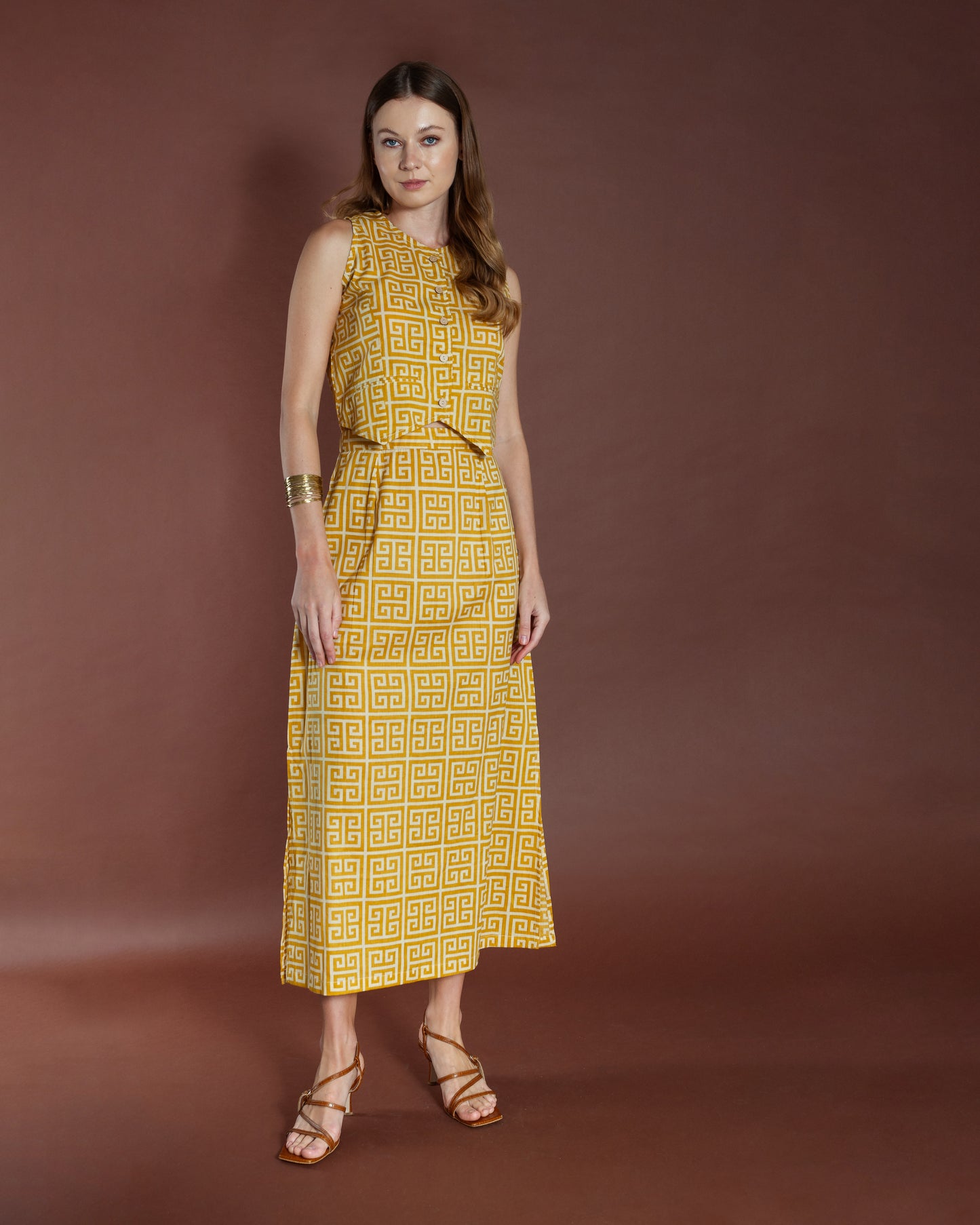 Sunny Yellow Vest and Skirt Set