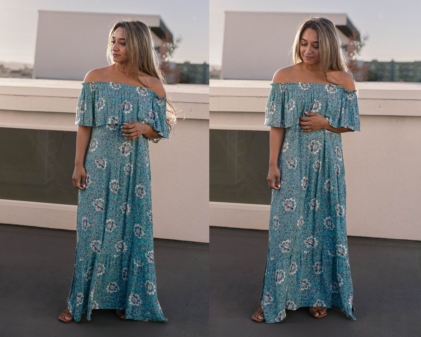 Floral Off Shoulder Ruffled Dress