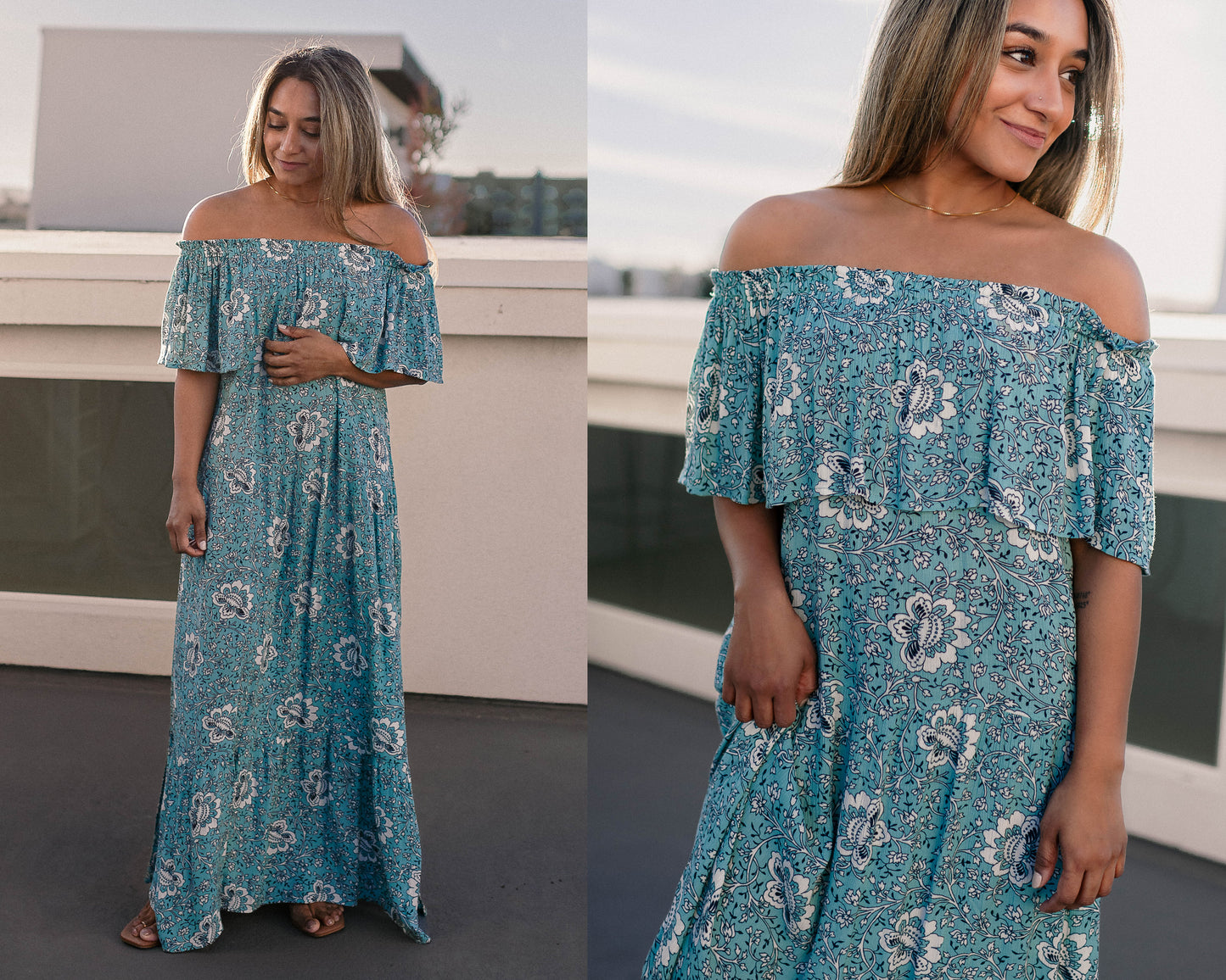 Floral Off Shoulder Ruffled Dress