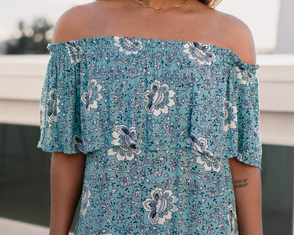 Floral Off Shoulder Ruffled Dress