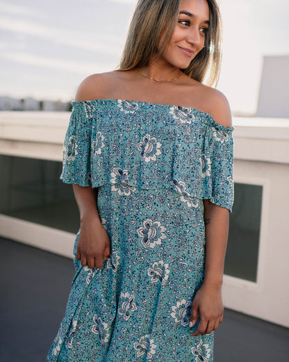 Floral Off Shoulder Ruffled Dress