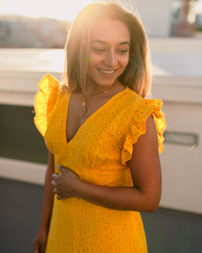 Yellow Embroidered Maxi Dress