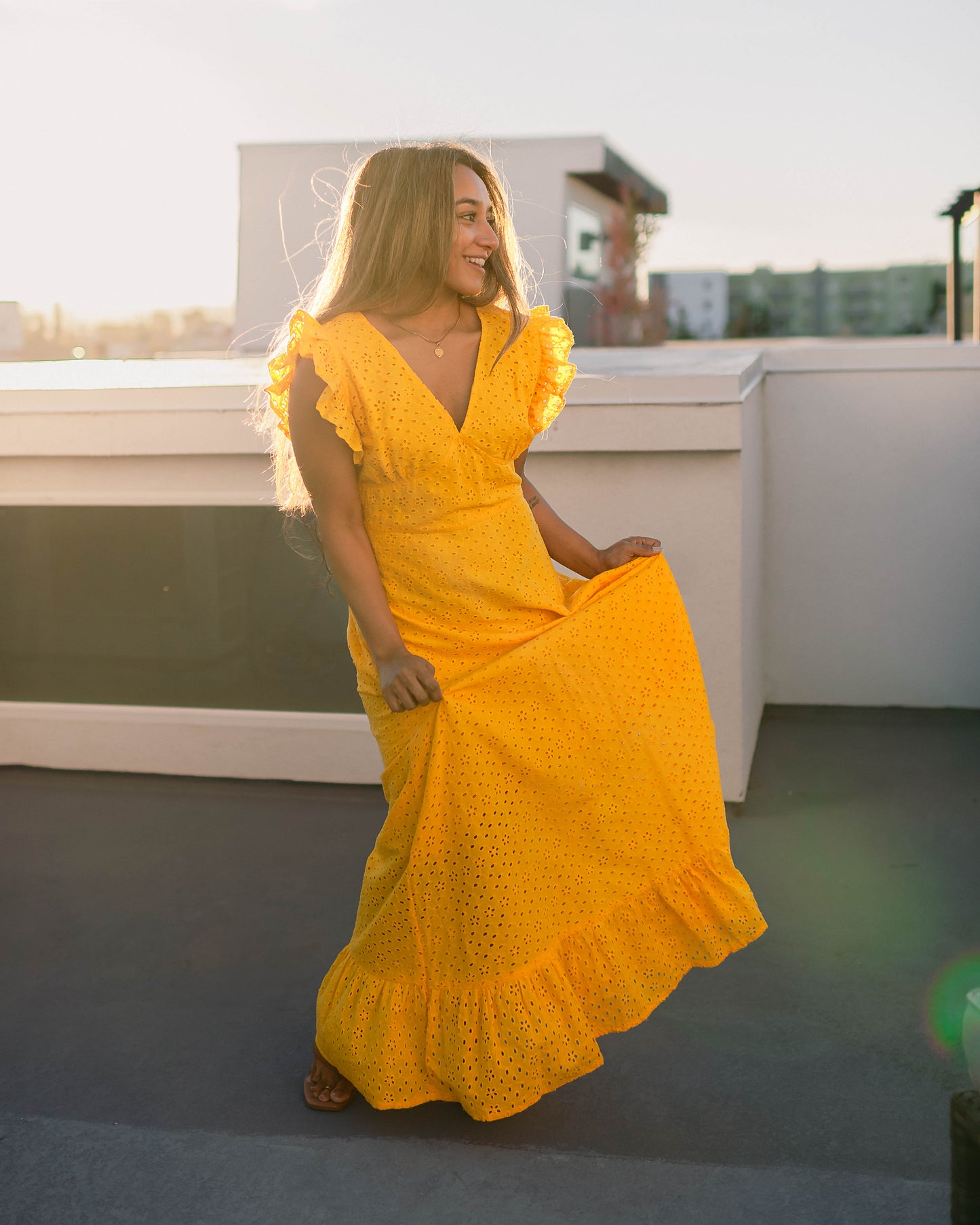 Yellow Embroidered Maxi Dress