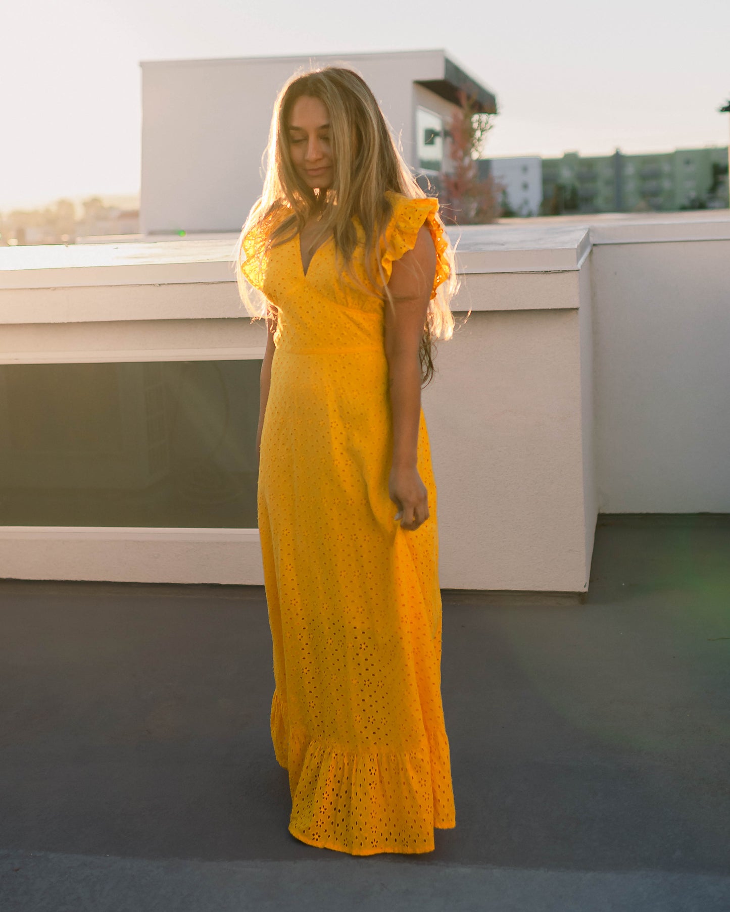 Yellow Embroidered Maxi Dress