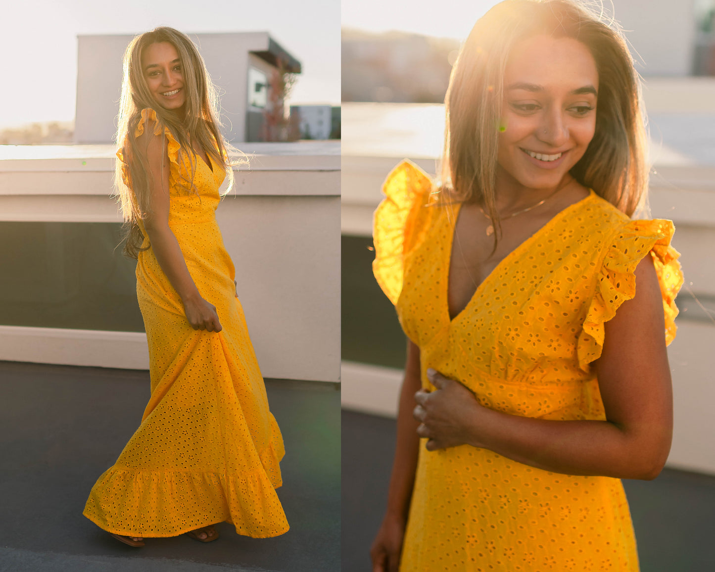 Yellow Embroidered Maxi Dress