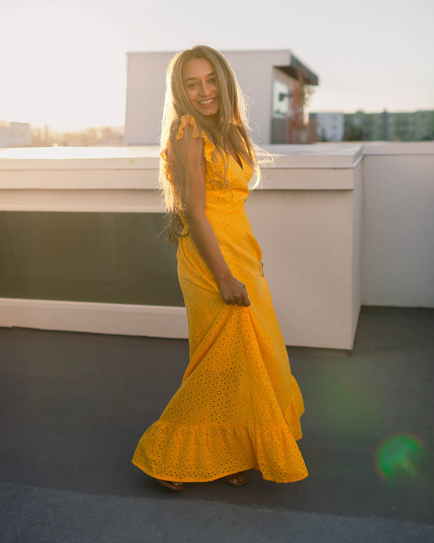 Yellow Embroidered Maxi Dress