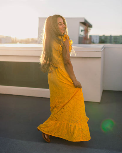 Yellow Embroidered Maxi Dress