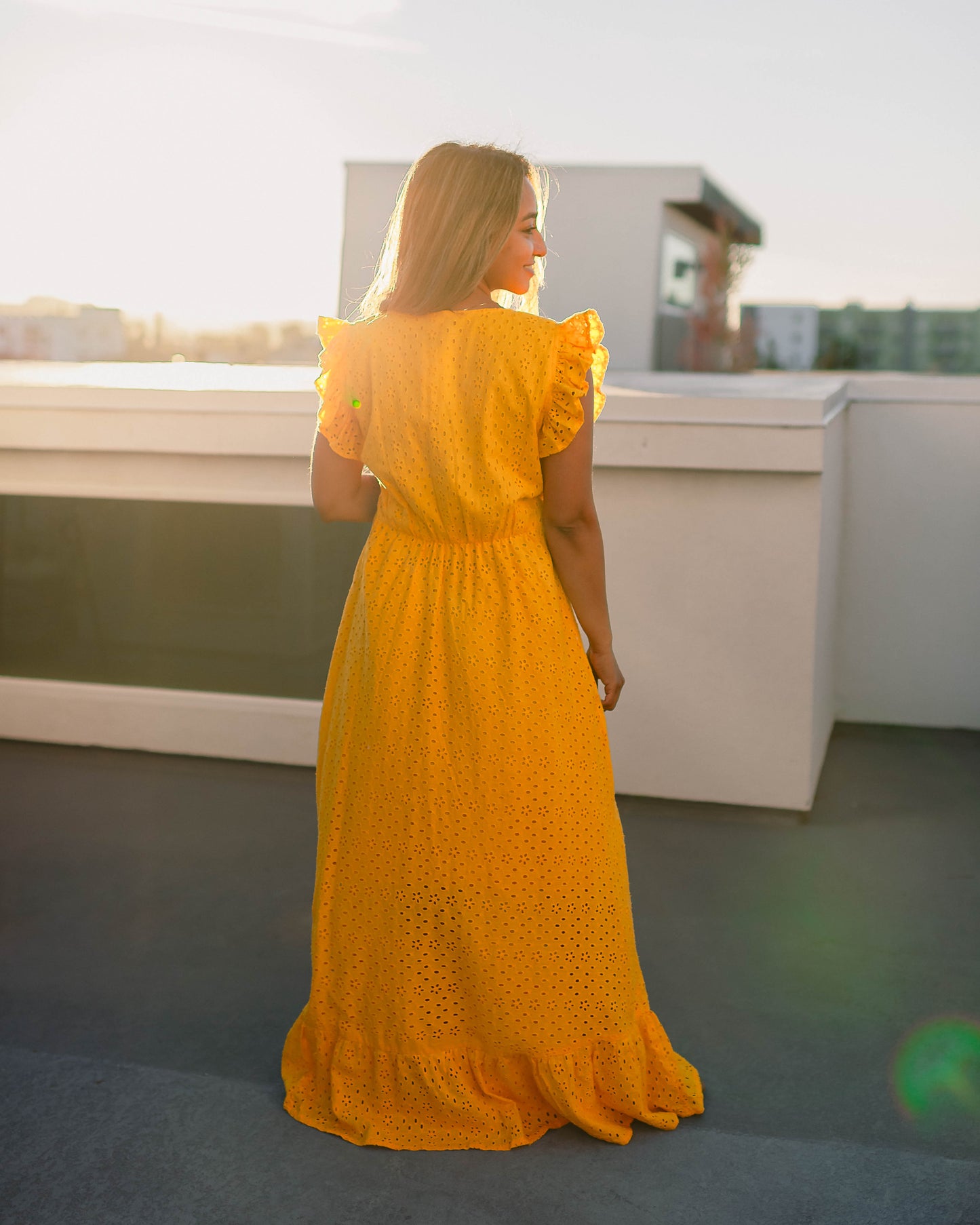 Yellow Embroidered Maxi Dress