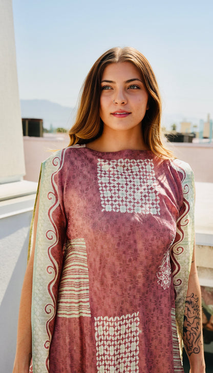 Blush Printed Kaftan Dress