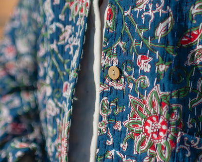 Blue Floral Embroidered Jacket