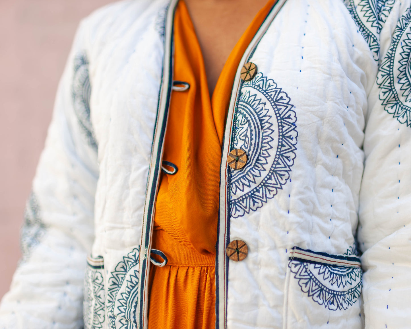 White Embroidered Quilted Jacket