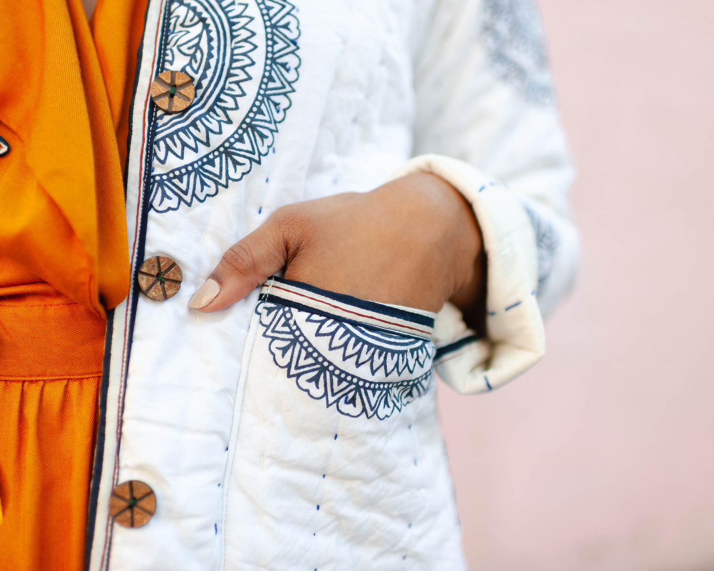 White Embroidered Quilted Jacket