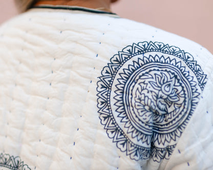 White Embroidered Quilted Jacket