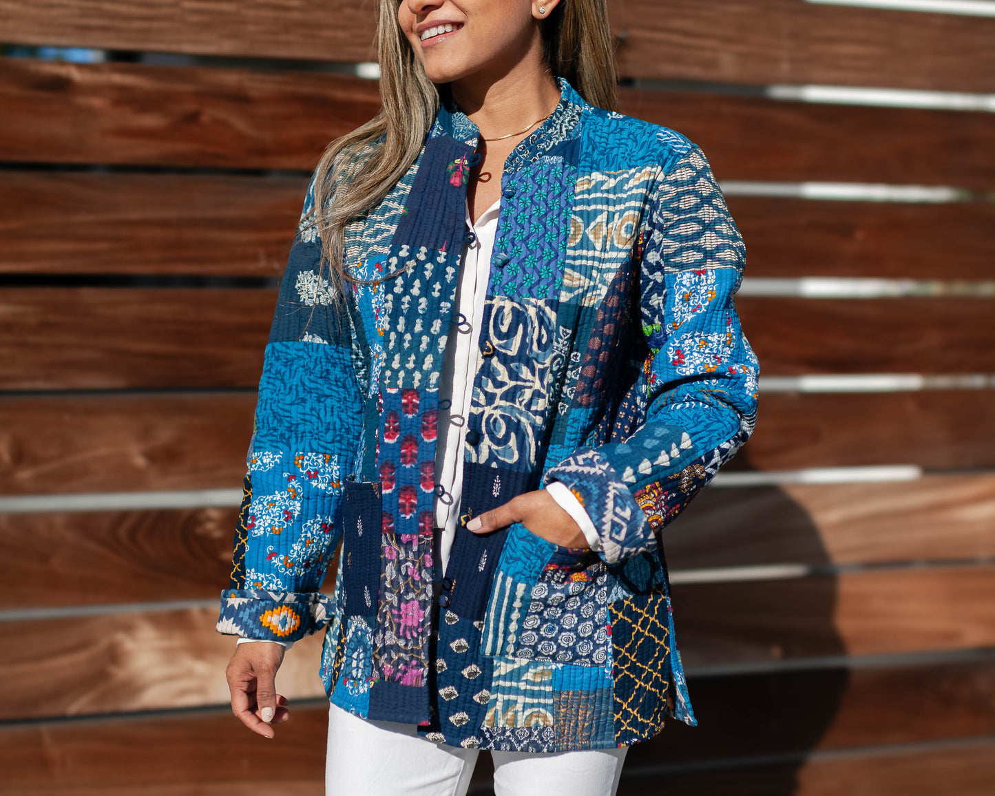 Blue Reversible Patchwork Jacket