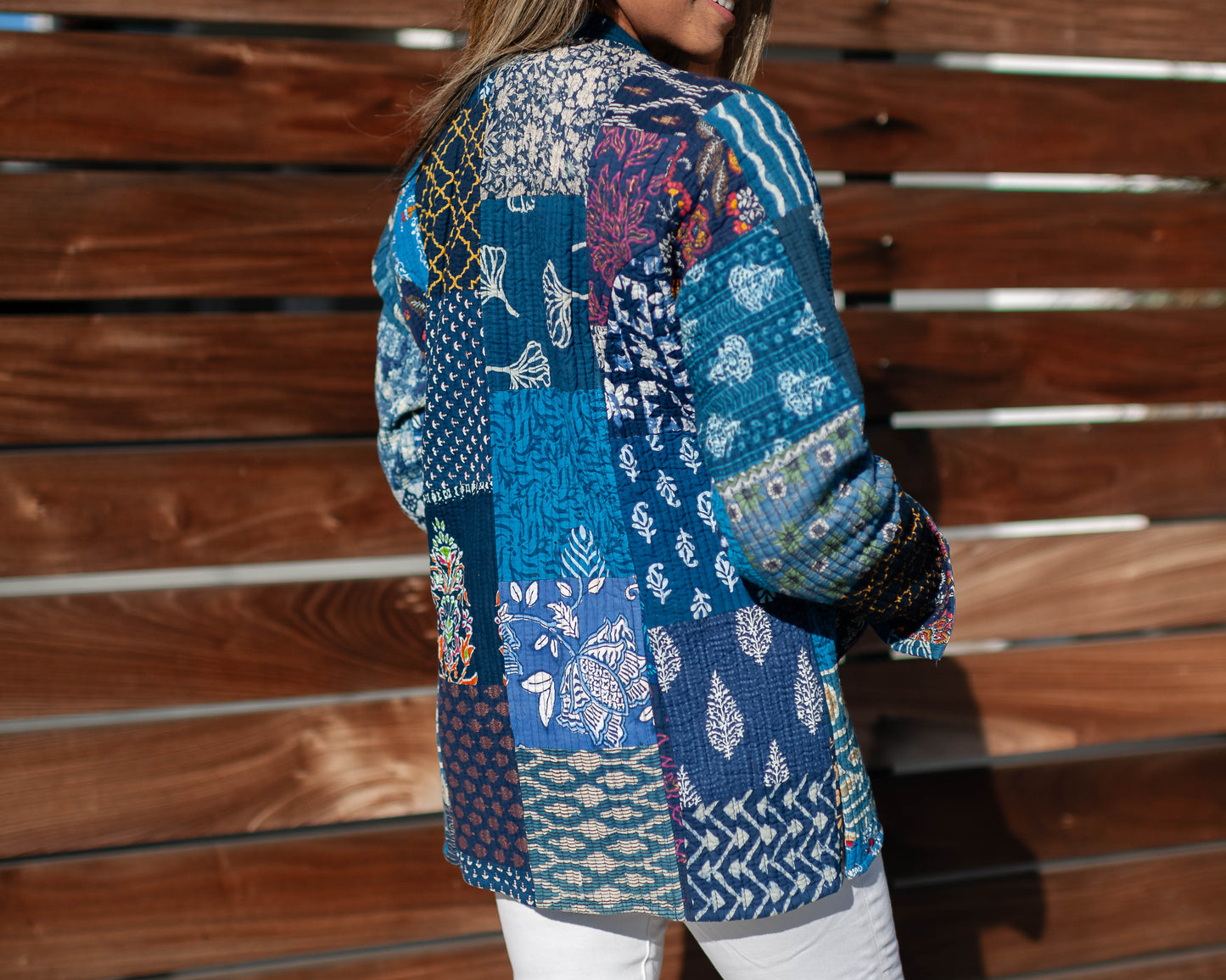 Blue Reversible Patchwork Jacket