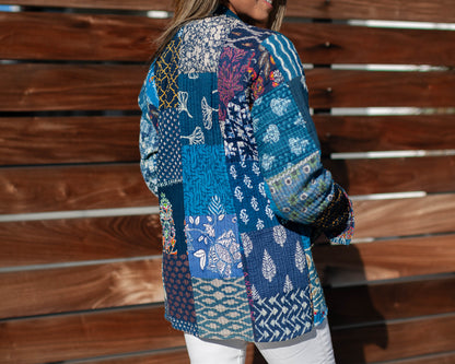 Blue Reversible Patchwork Jacket