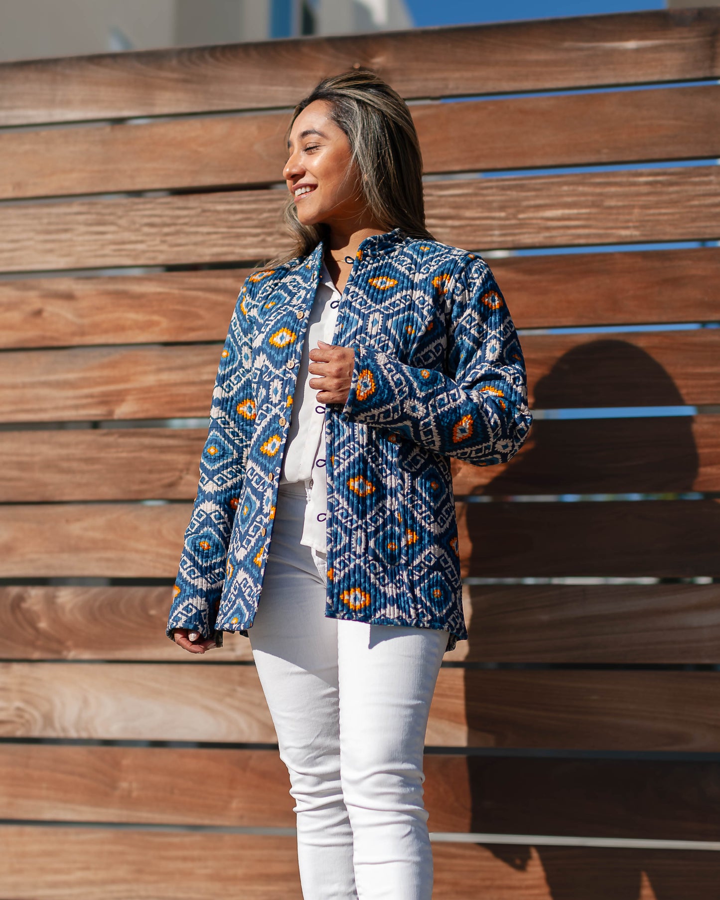 Blue Reversible Patchwork Jacket