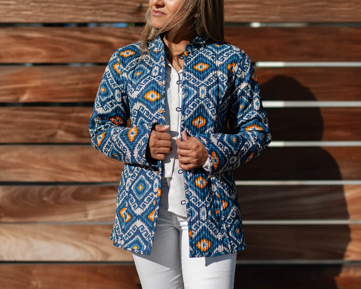 Blue Reversible Patchwork Jacket