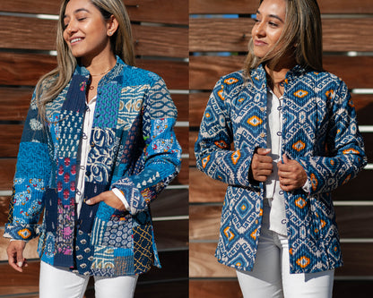 Blue Reversible Patchwork Jacket